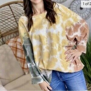 Easel Los Angeles Multicolor Tie Dye Pullover Oversized Sweater Size Small